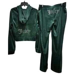 NWT JUICY Couture Velour Tracksuit Womens XL OG Booty Bling Forest Green Y2K 90s